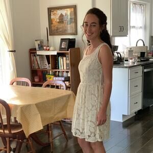 Monteau Cream Lace Dress, Size S/M